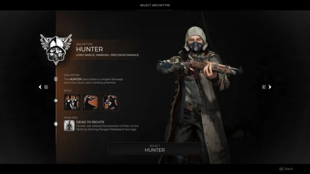 Selecting the Hunter in Remnant 2